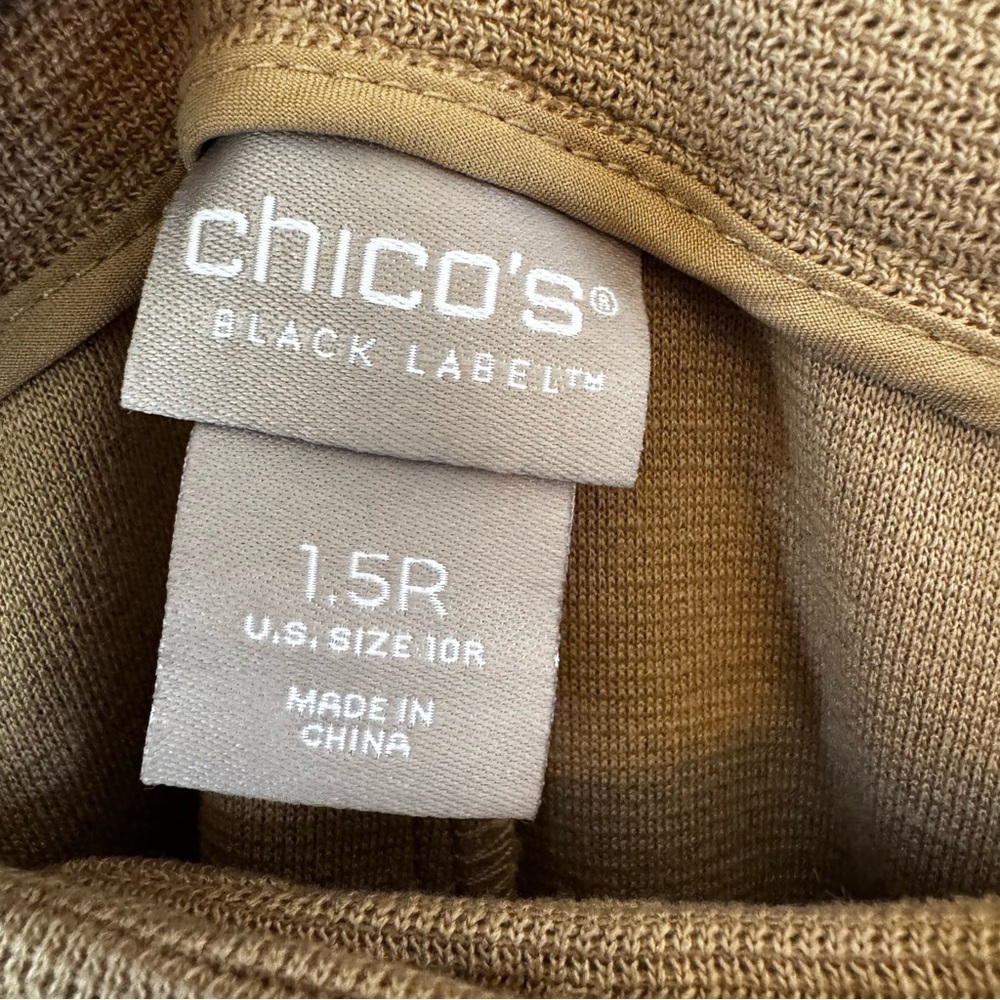 Chicos Black Label Ribbed Straight Leg Womens Knit Trouser -Sycamore Tan Sz 10R - Picture 5 of 6